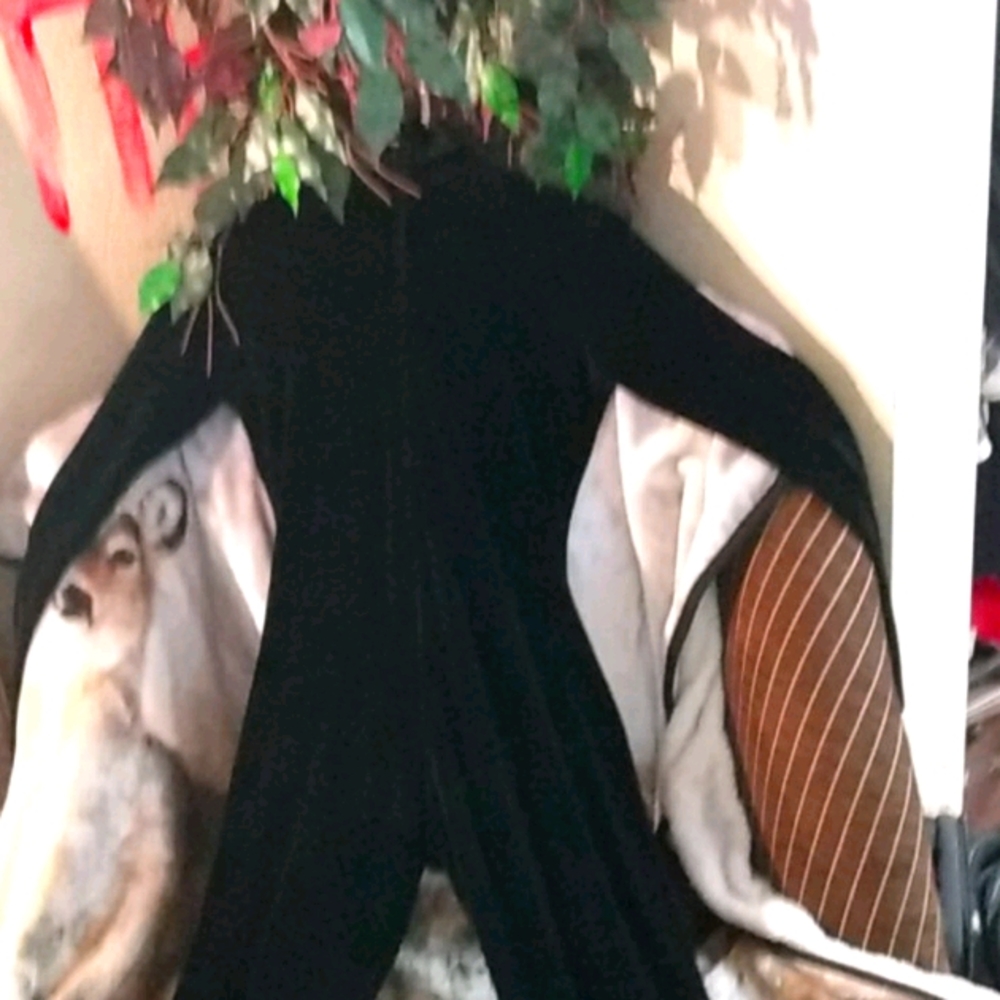 Black polyester spandex body suit